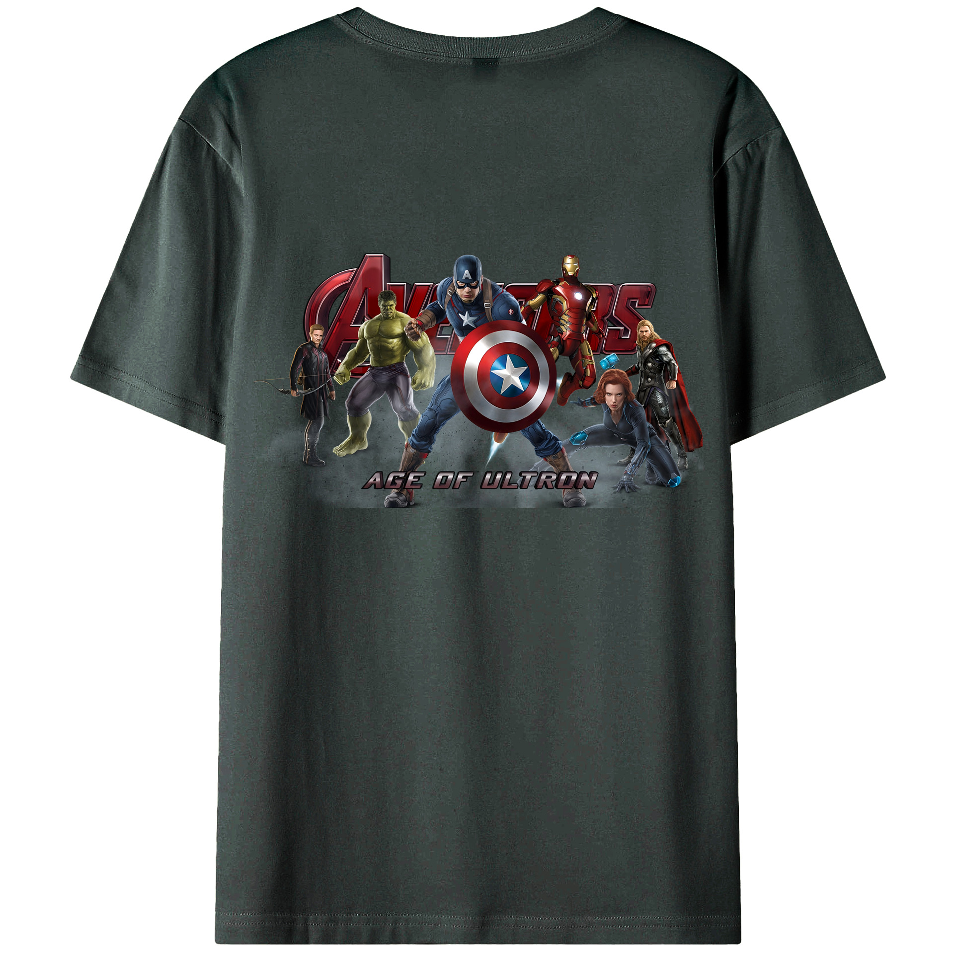 （画像用） アベンジャーズ The Avengers 綿100％ メンズ半袖Tシャツ（バックプリント） 通気性